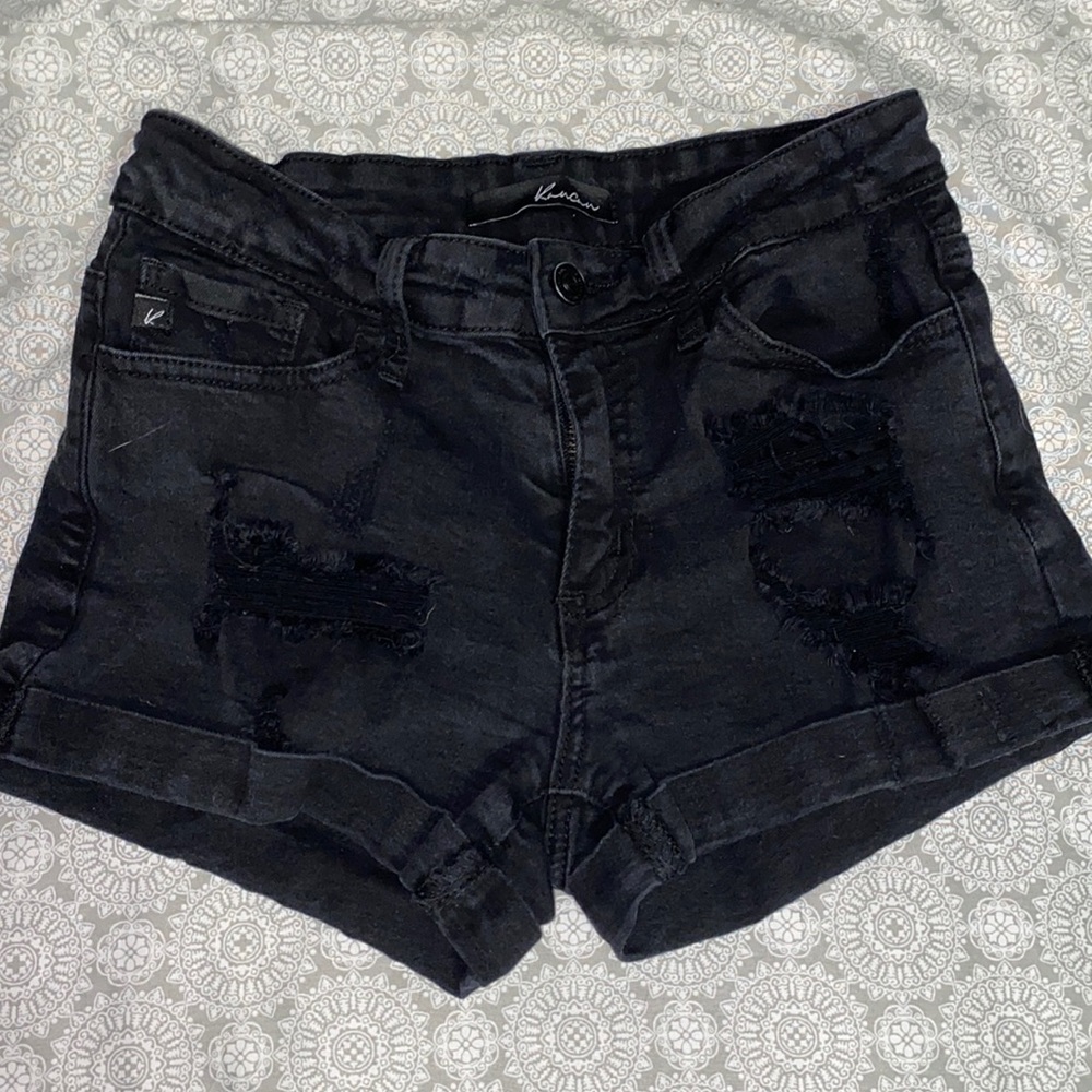 kancan black high rise denim shorts